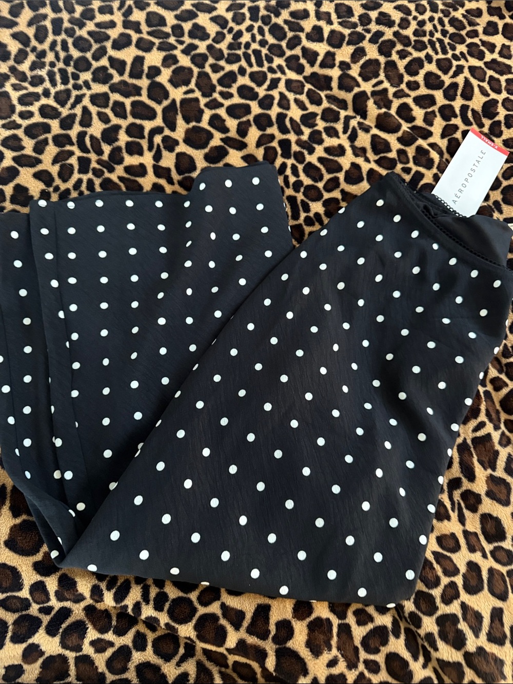 Aeropostale Black Maxi Skirt with White Polka Dots - Picture 4 of 5